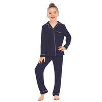 Girls' Cozy Long Pyjama Set - Navy