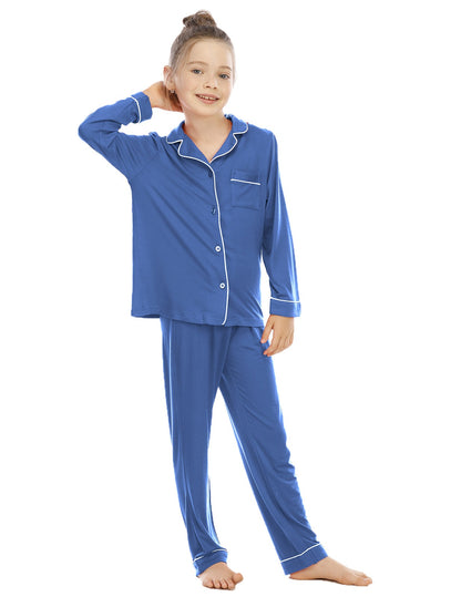 Girls' Cozy Long Pyjama Set - Blue