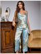 Floral Slip Top Pyjama Set - Light Blue