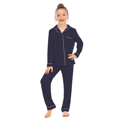 Girls' Cozy Long Pyjama Set - Navy