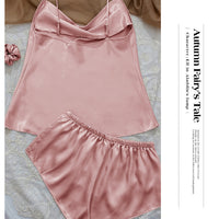 Satin Slip Top and Short Set - Pink