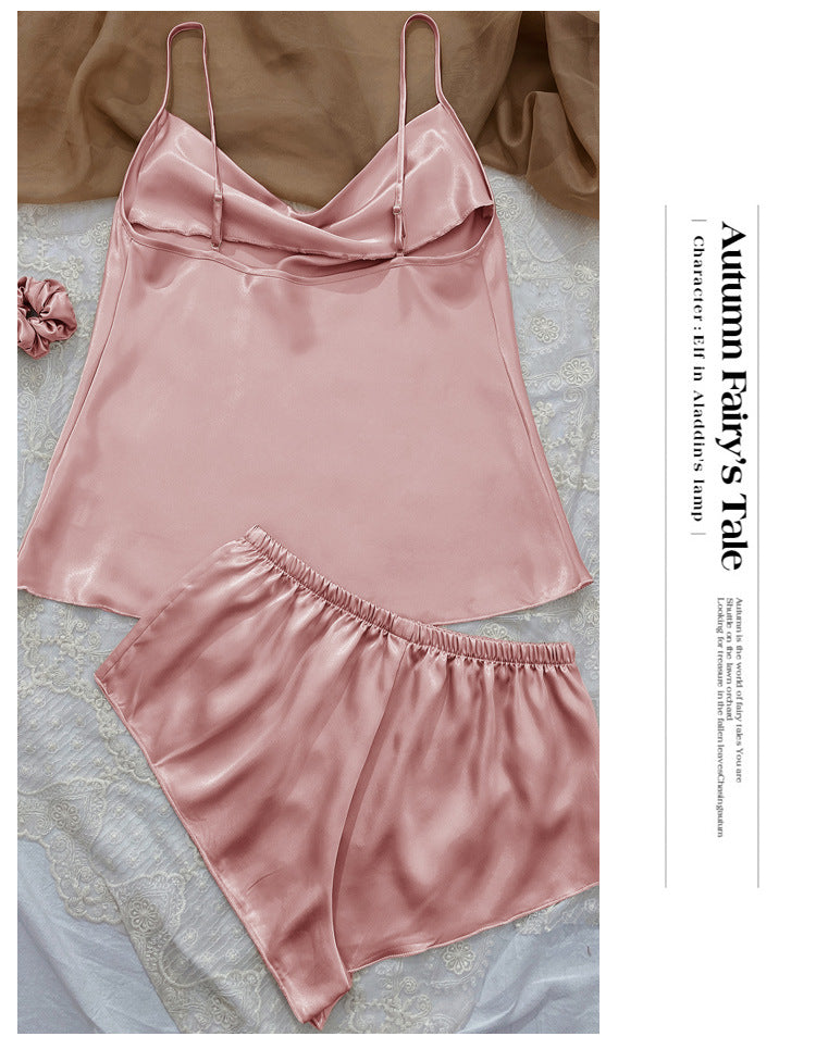 Satin Slip Top and Short Set - Pink