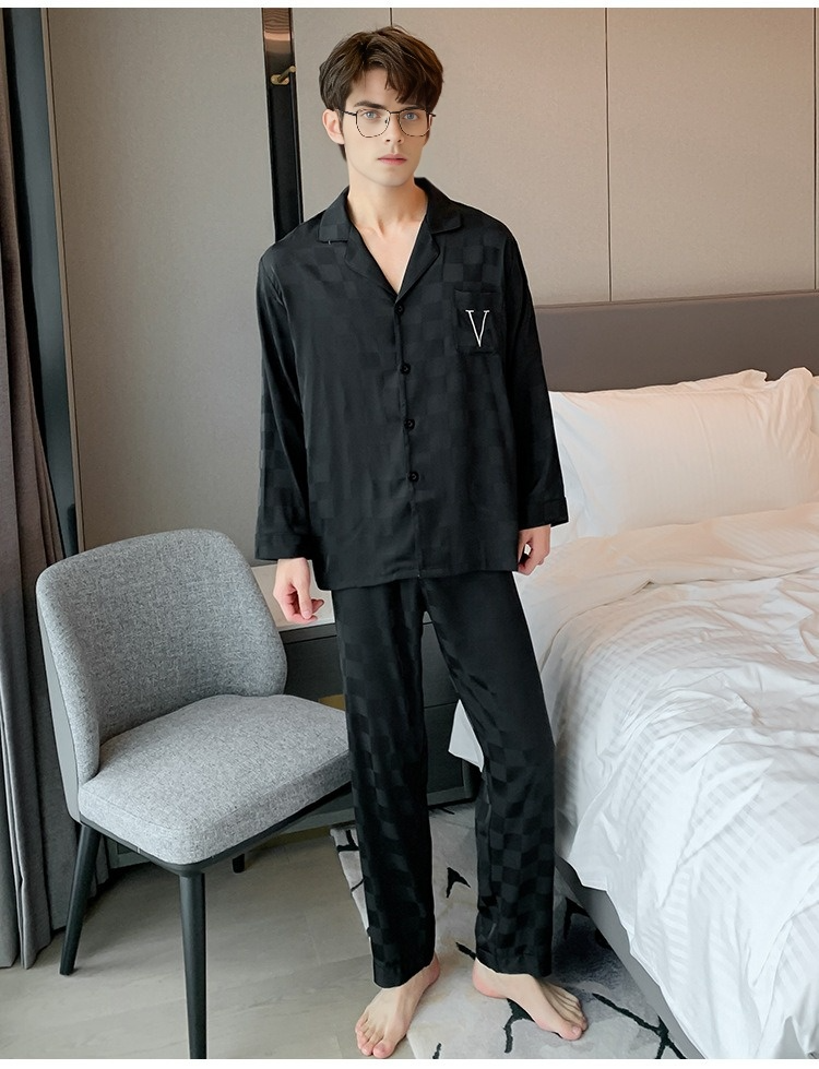 Men's Checkered Pyjama Set - Black