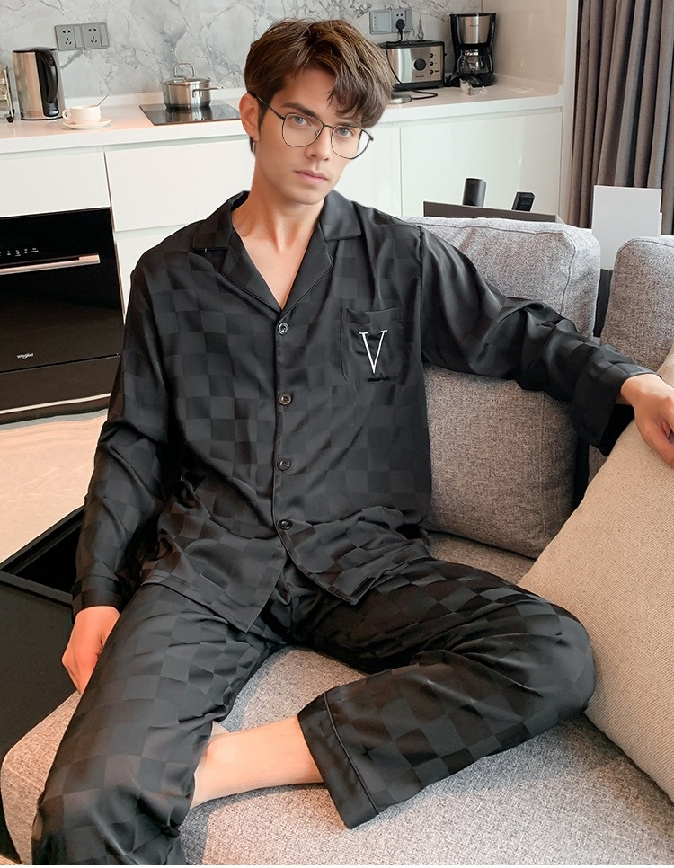 Men's Checkered Pyjama Set - Black