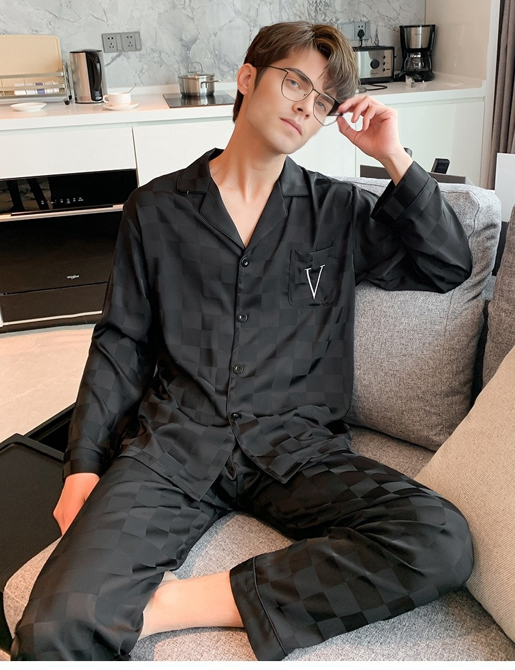 Men's Checkered Pyjama Set - Black